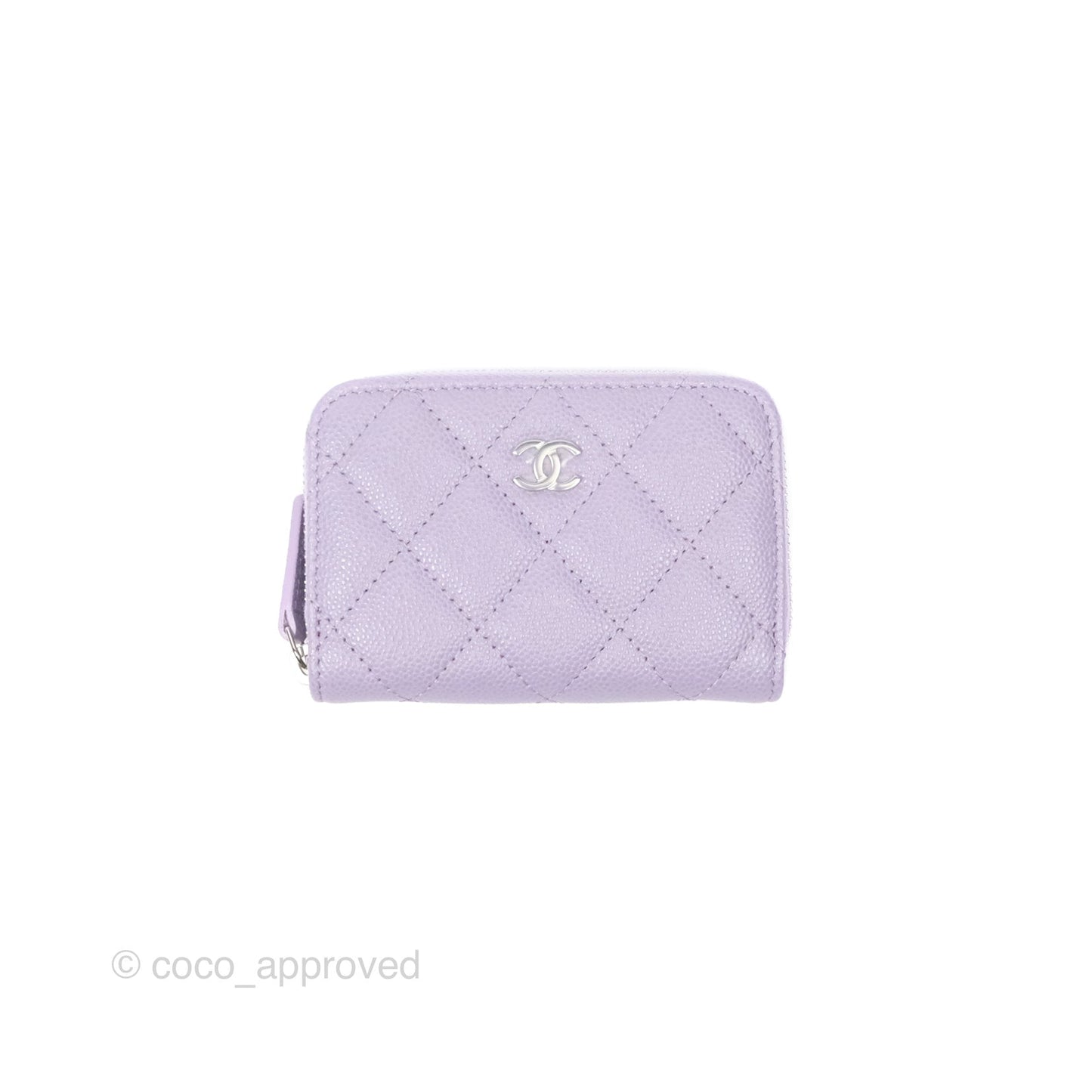 Chanel Classic Zipped Coin Purse Lilac Caviar Silver Hardware