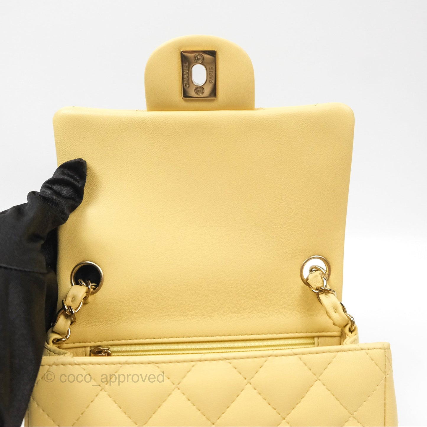 Chanel Mini Square Quilted Yellow Lambskin Gold Hardware