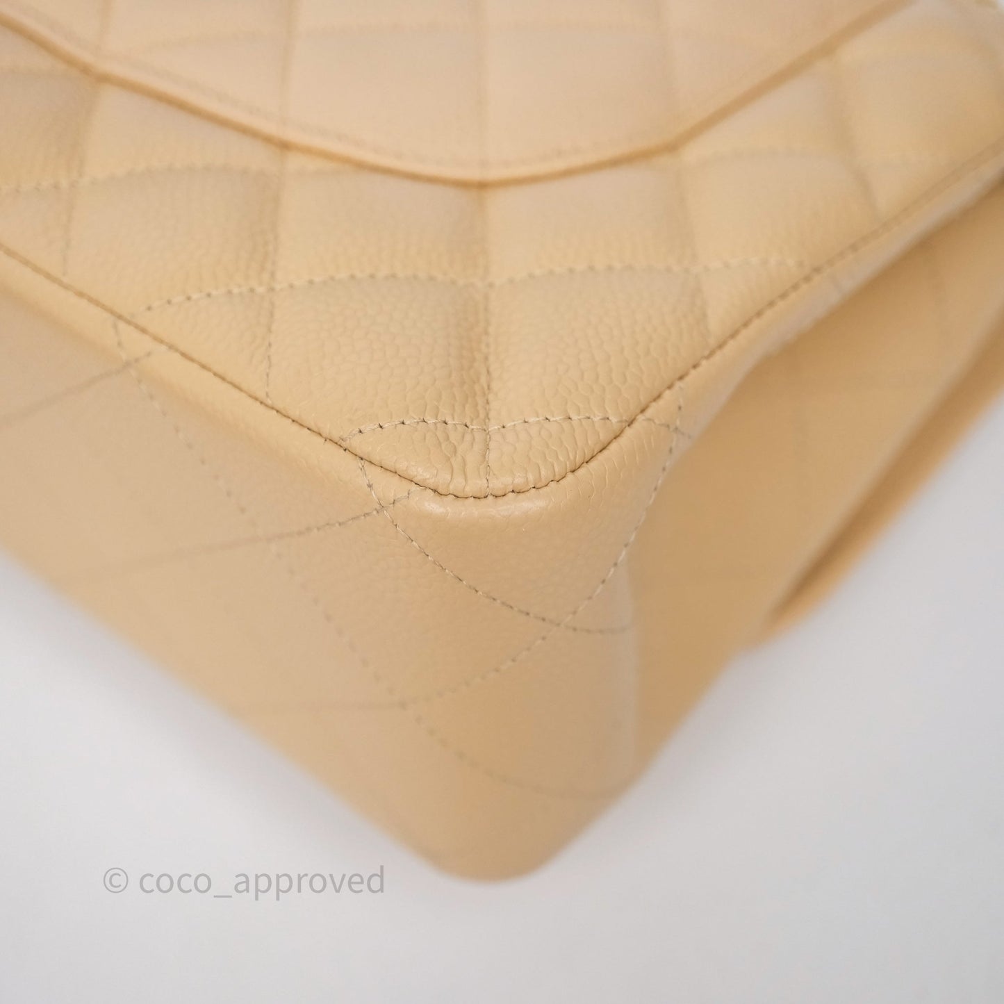 Chanel Jumbo Double Flap Beige Caviar Gold Hardware⁣⁣