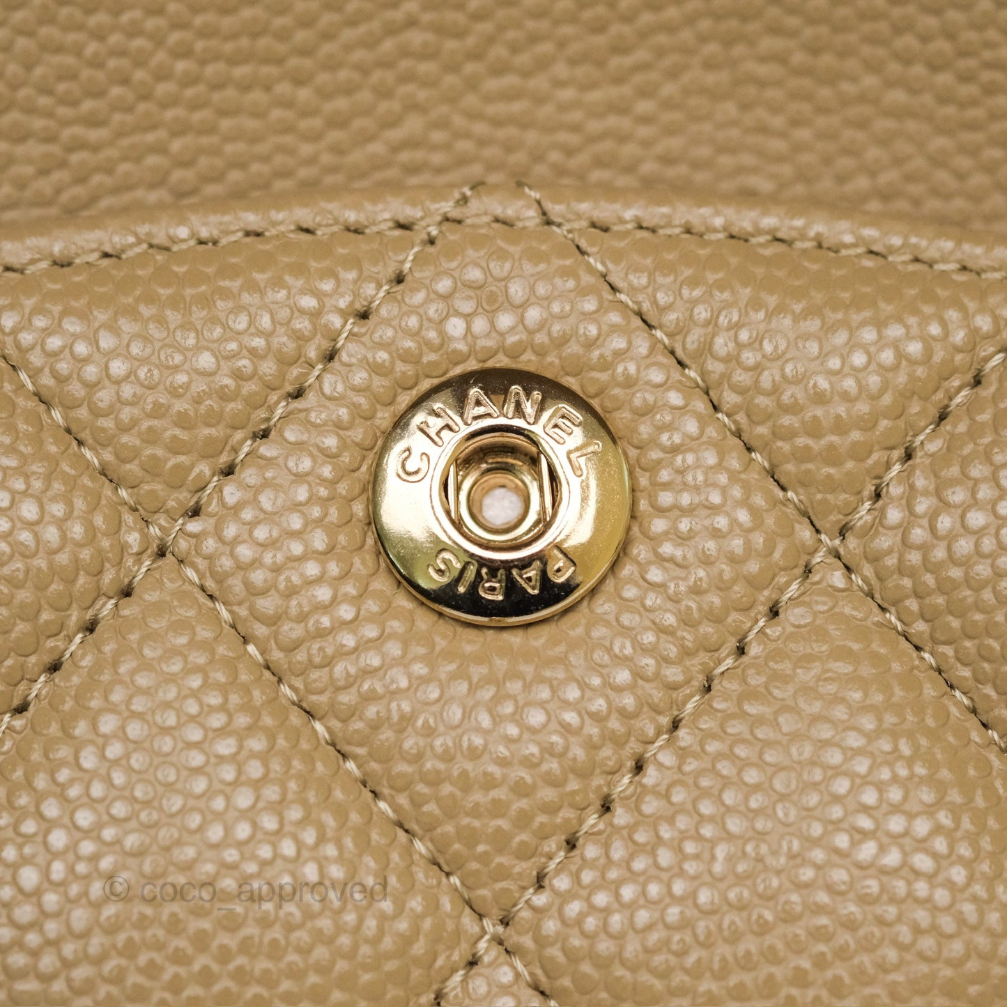 Chanel Small S/M Classic Flap Dark Beige Caviar Gold Hardware 21A
