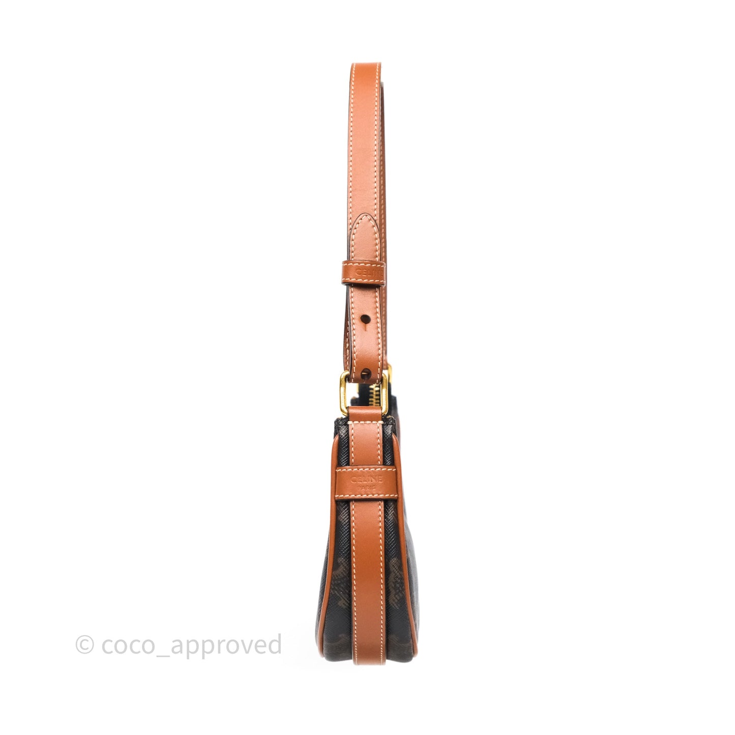 Celine Mini Ava Bag In Triomphe Canvas Calfskin Tan