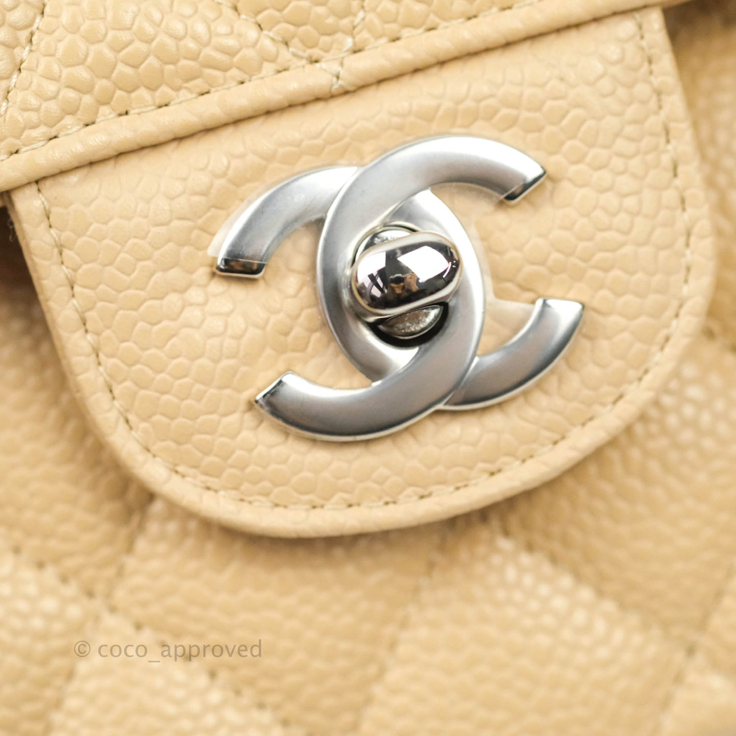 Chanel Classic Small S/M Flap Beige Caviar Silver Hardware
