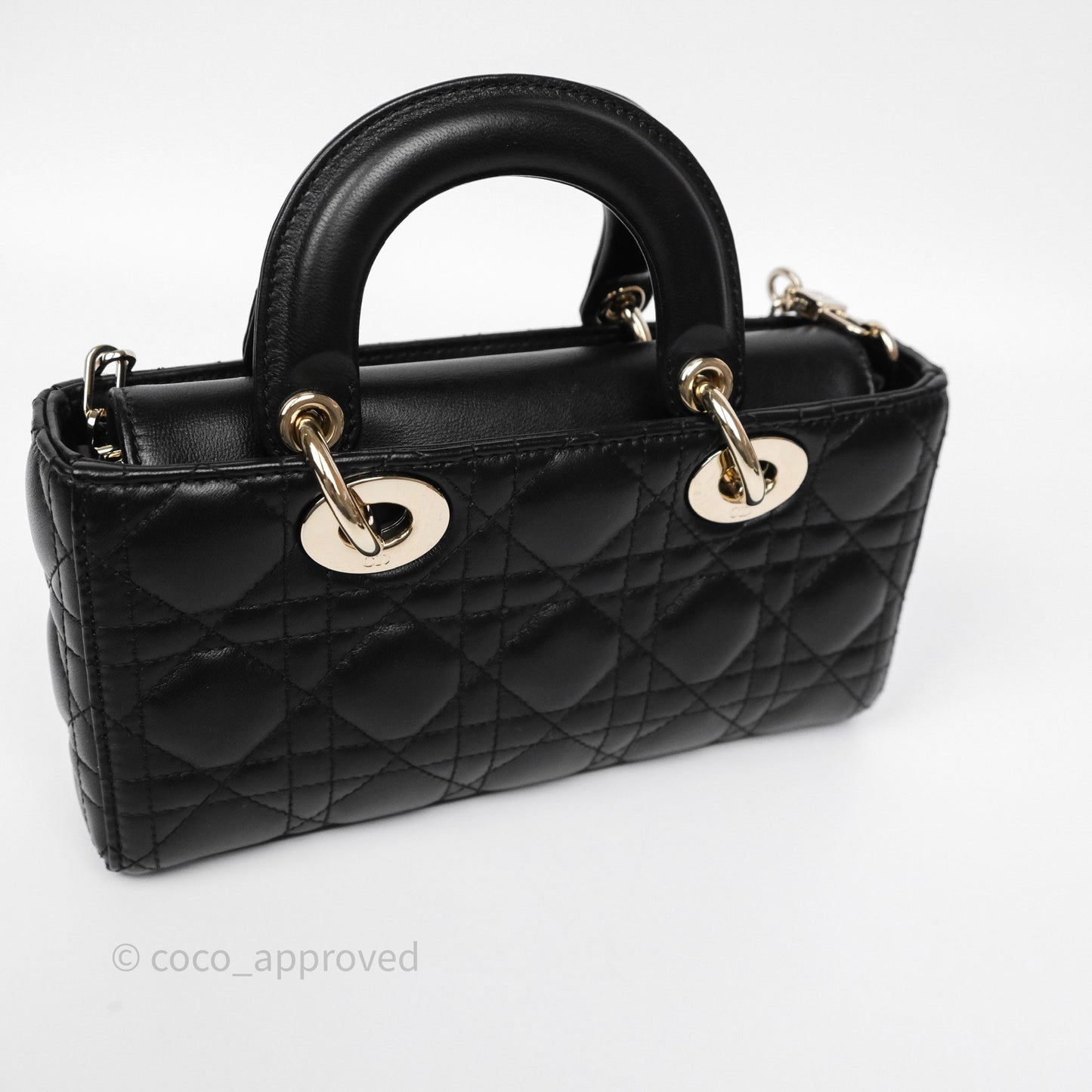 Dior Small Lady D-Joy Bag Black Lambskin Cannage Gold Hardware