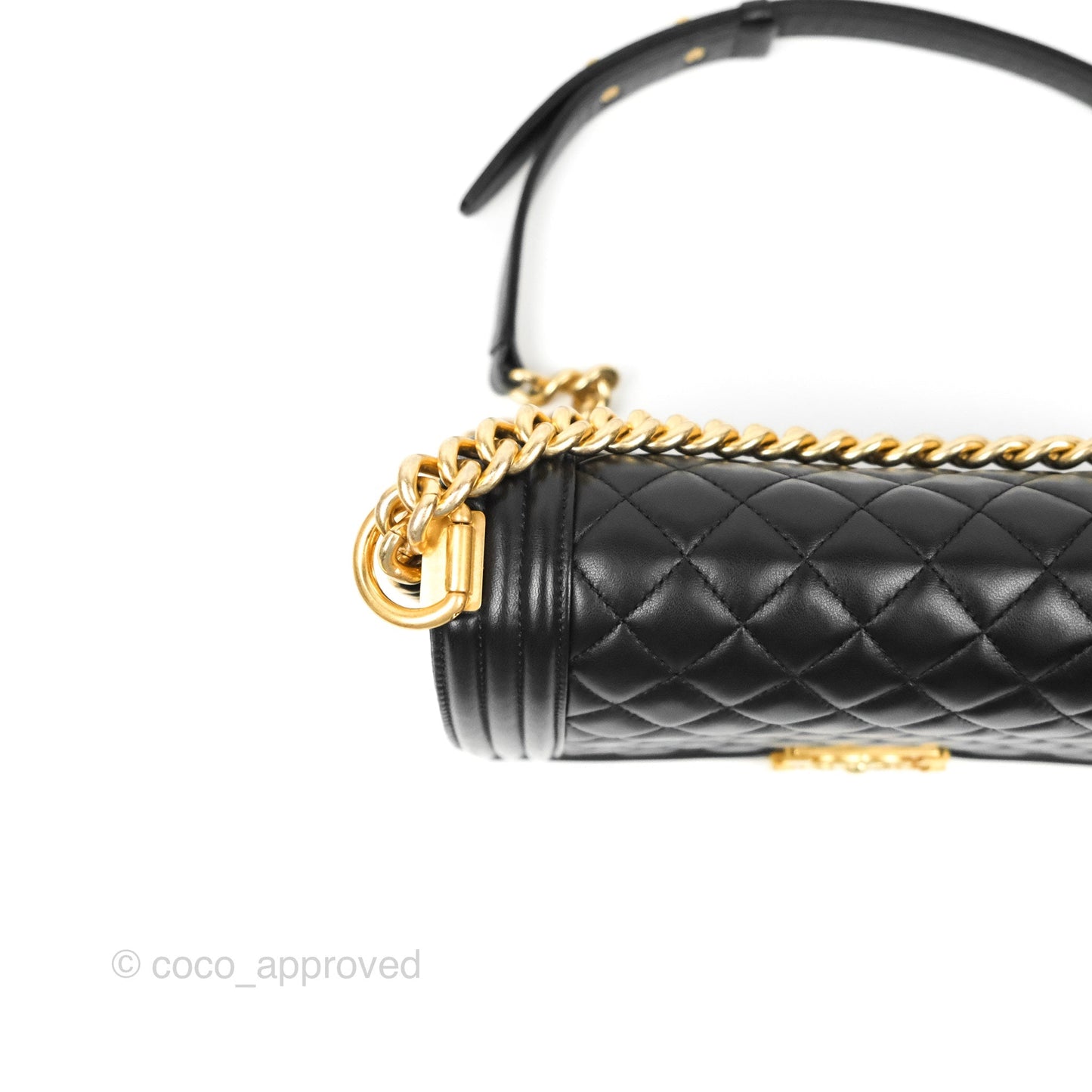 Chanel Quilted Medium Boy Black Lambskin Aged Gold Hardware