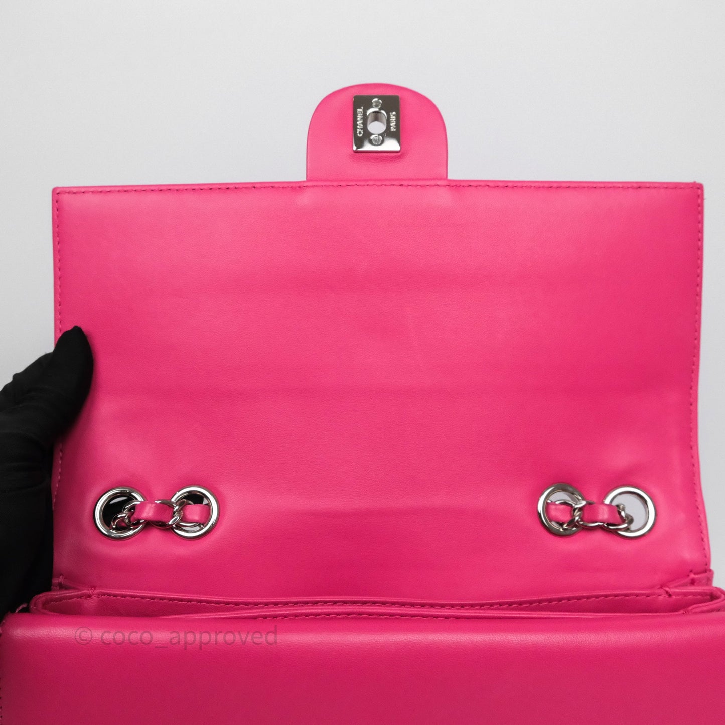 Chanel Stitched Double Flap Bag Pink Calfskin Silver Hardware