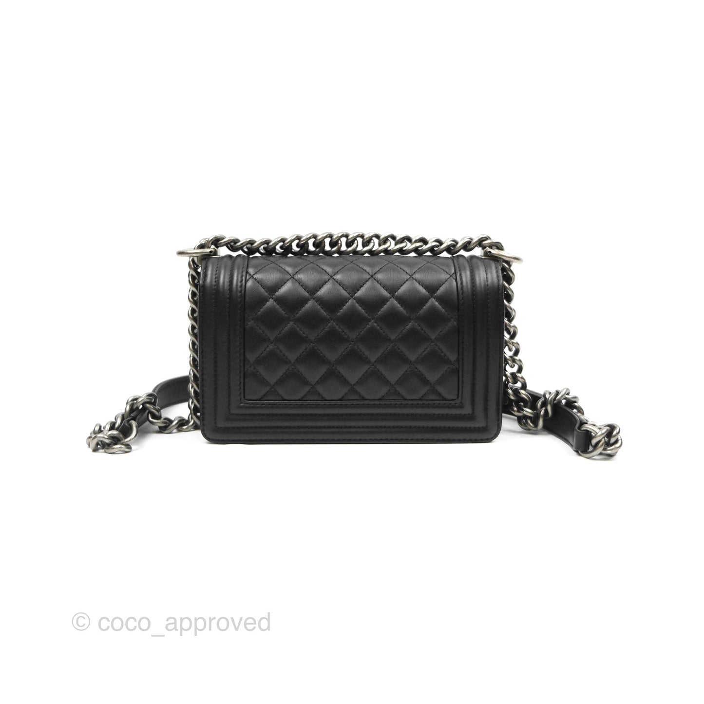 Chanel Small Boy Quilted Black Calfskin Ruthenium Hardware