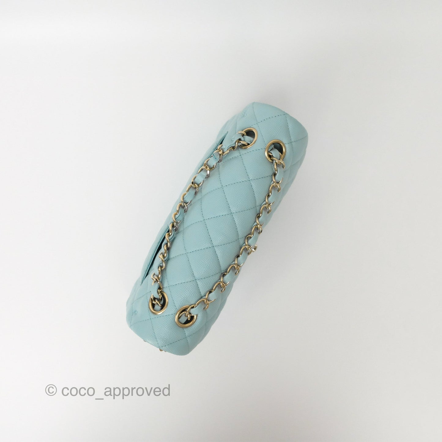 Chanel Small S/M Classic Flap Quilted Tiffany Blue Caviar Gold Hardware