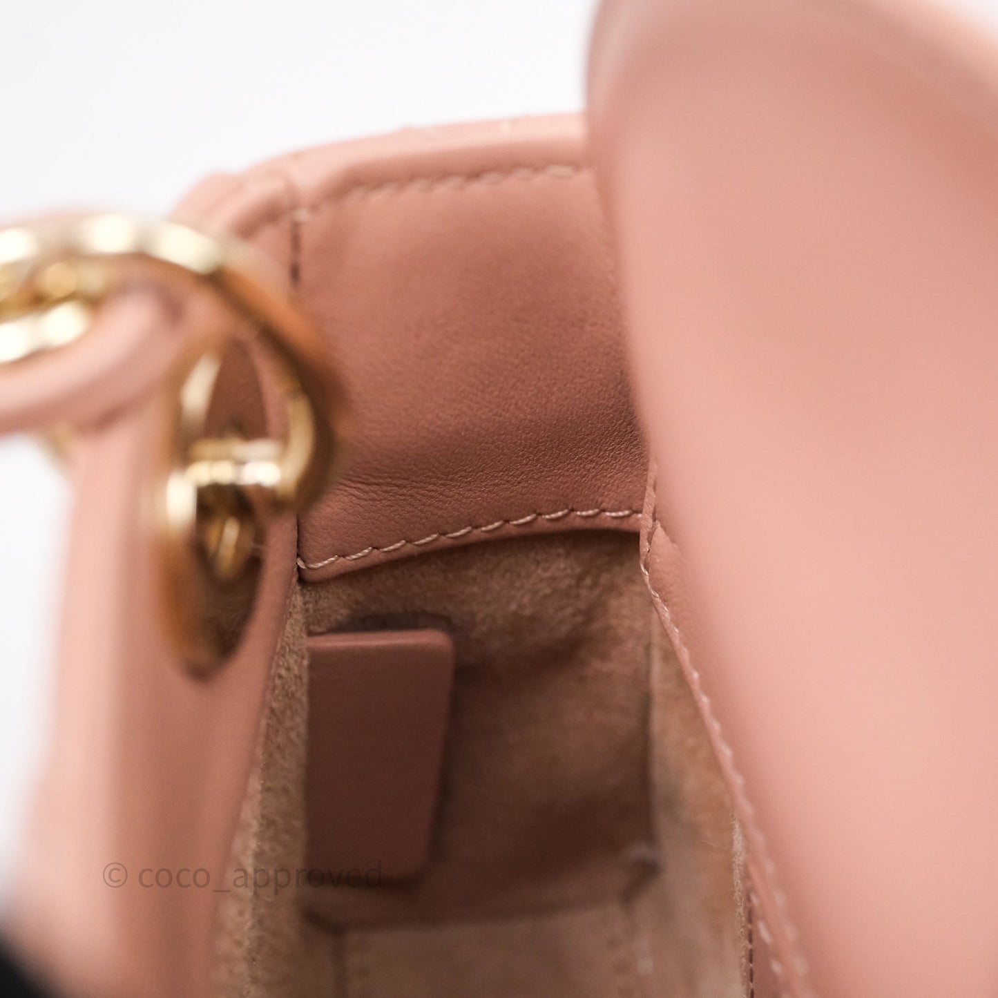 Christian Dior Micro Lady Dior Pink Beige Cannage Calfskin Gold Hardware
