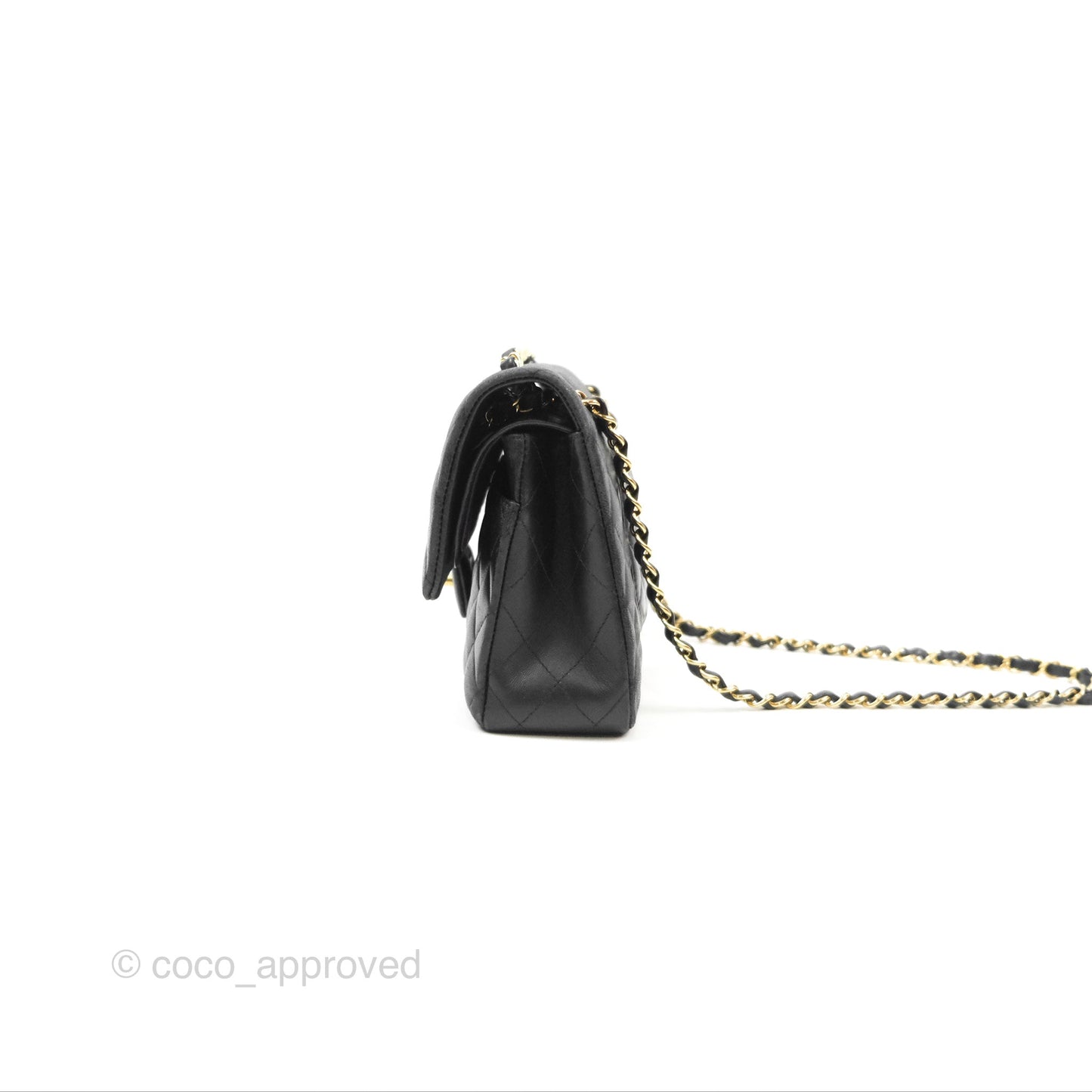 Chanel Classic M/L Medium Flap Quilted Black Lambskin Gold Hardware