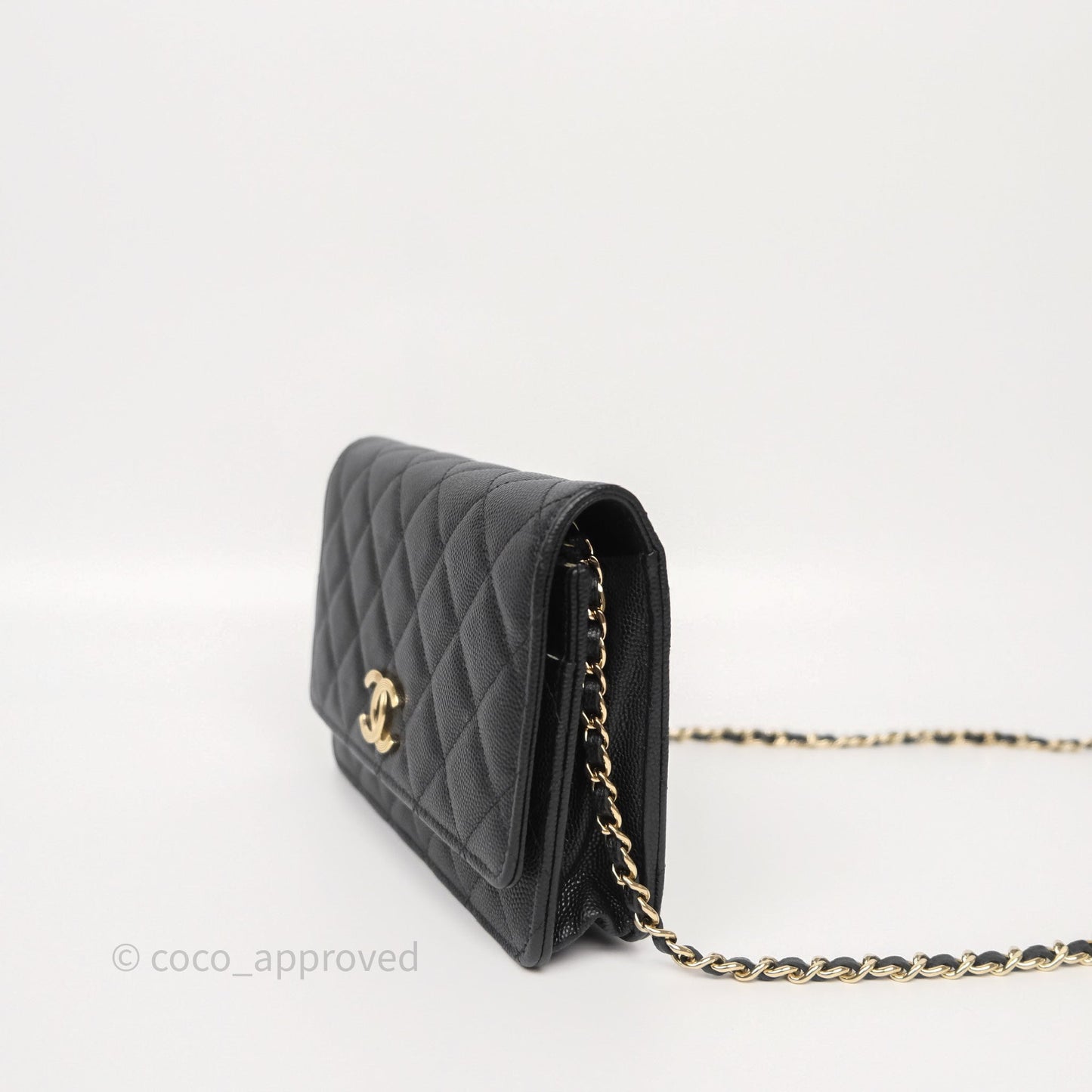 Chanel Wallet On Chain WOC Black Caviar Gold Hardware 23C