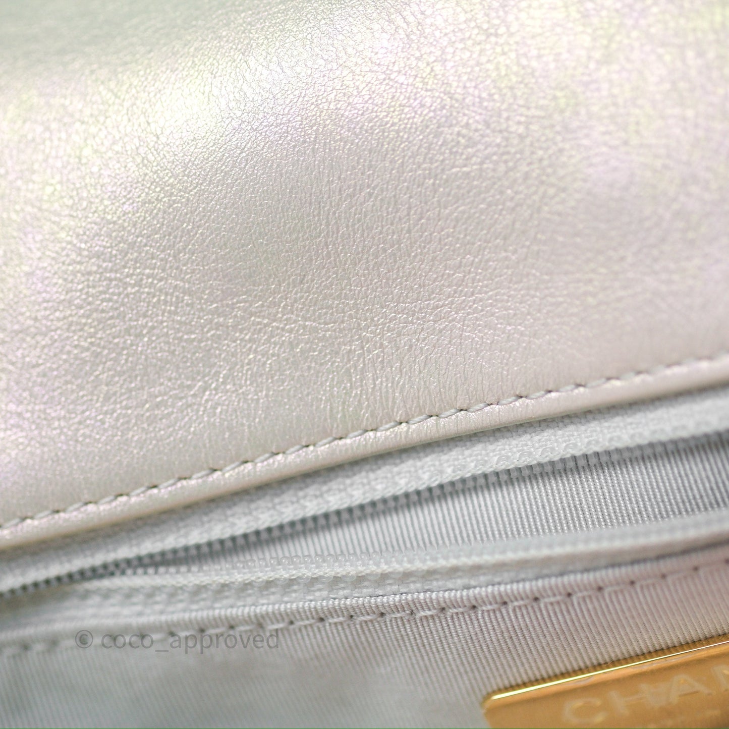 Chanel 19 Small Iridescent White Mixed Hardware