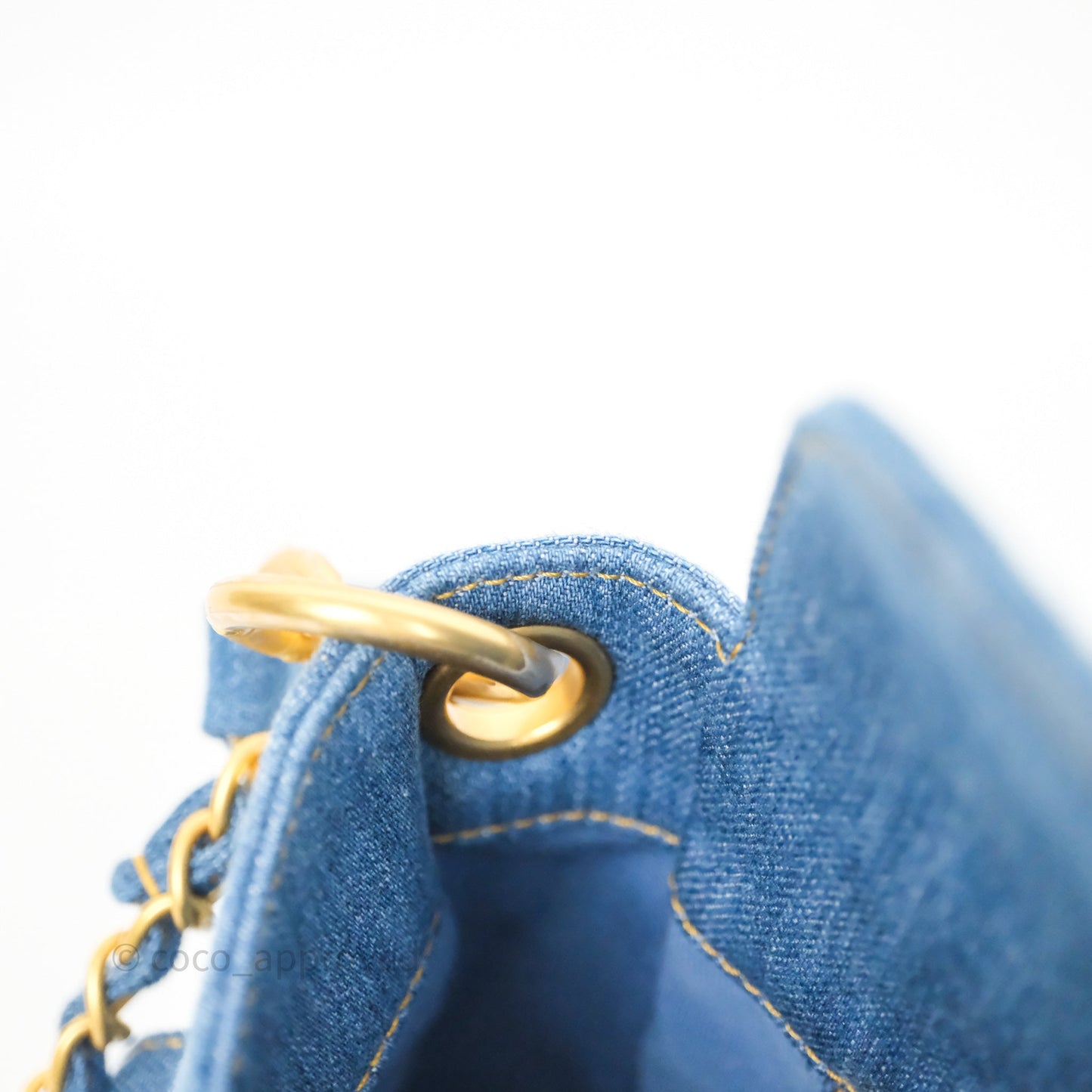 Chanel Double Pocket Hobo Bag Blue Denim Aged Gold Hardware