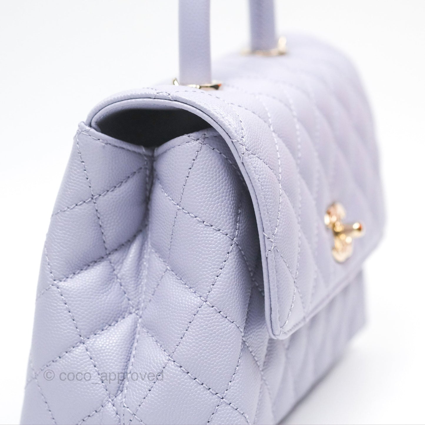Chanel Small Coco Handle Quilted Lilac Caviar Gold Hardware