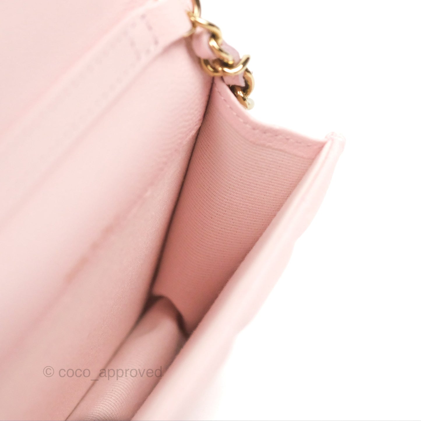 Chanel Mini Wallet With Chain Light Pink Caviar Gold Hardware