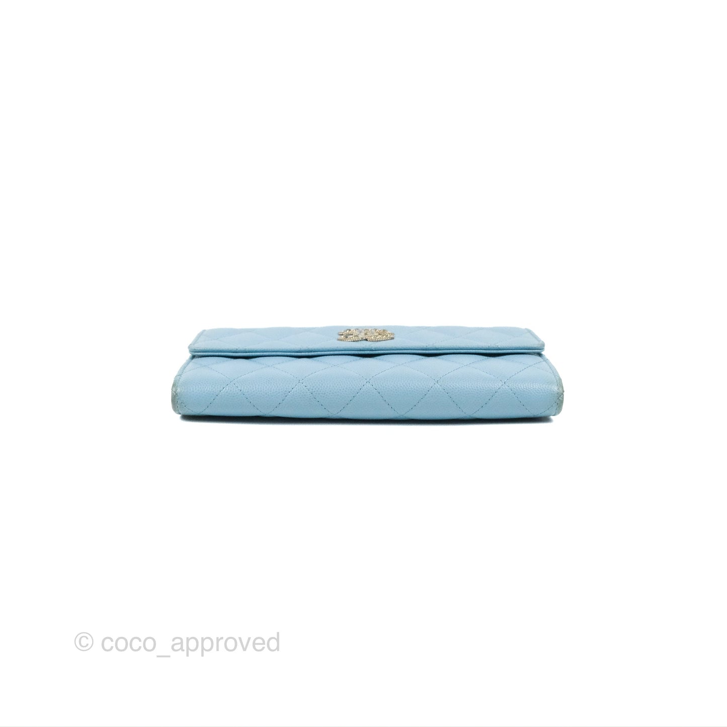 Chanel Long Flap Wallet Blue Caviar Gold Hardware