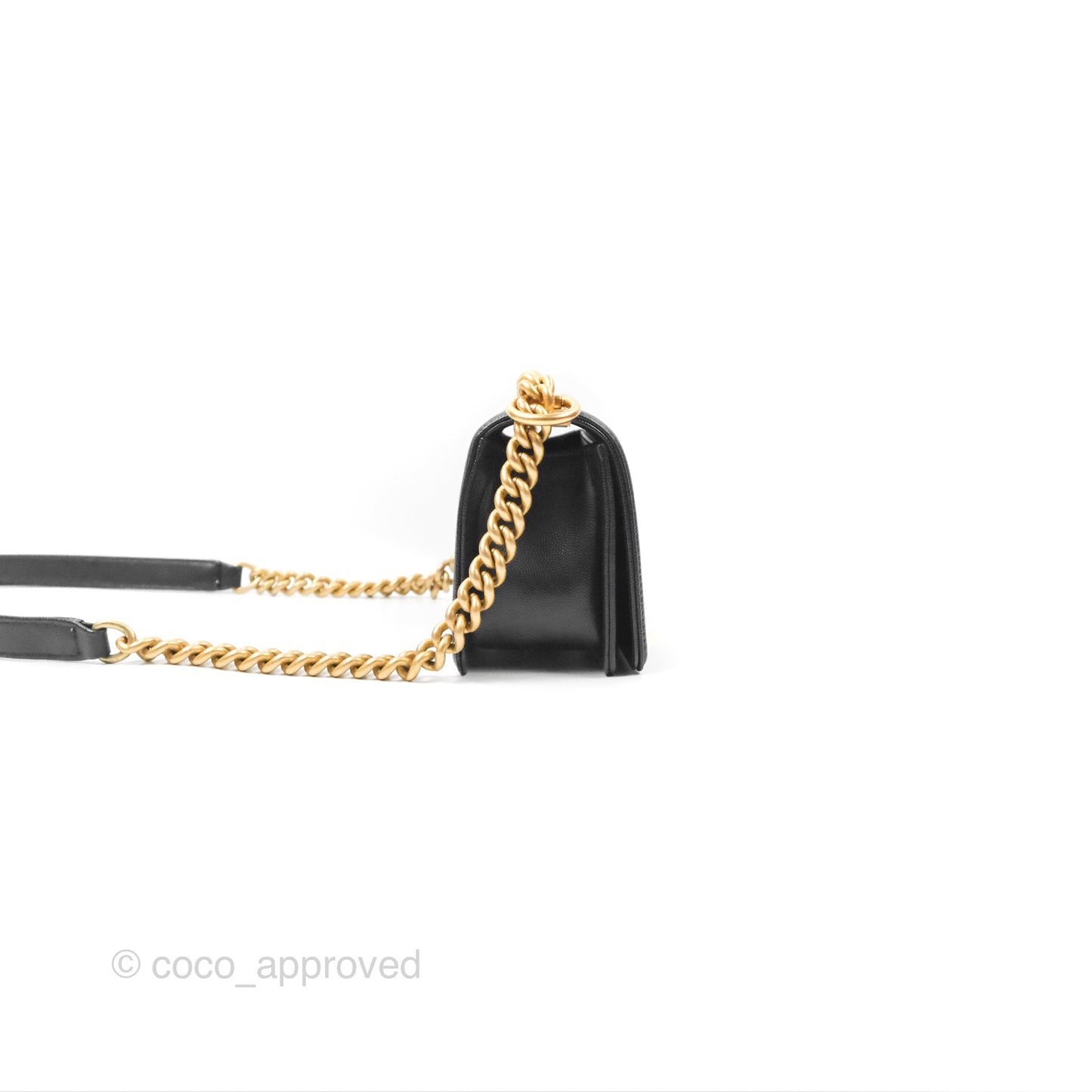 Chanel Small Quilted Boy Black Caviar Gold Hardware