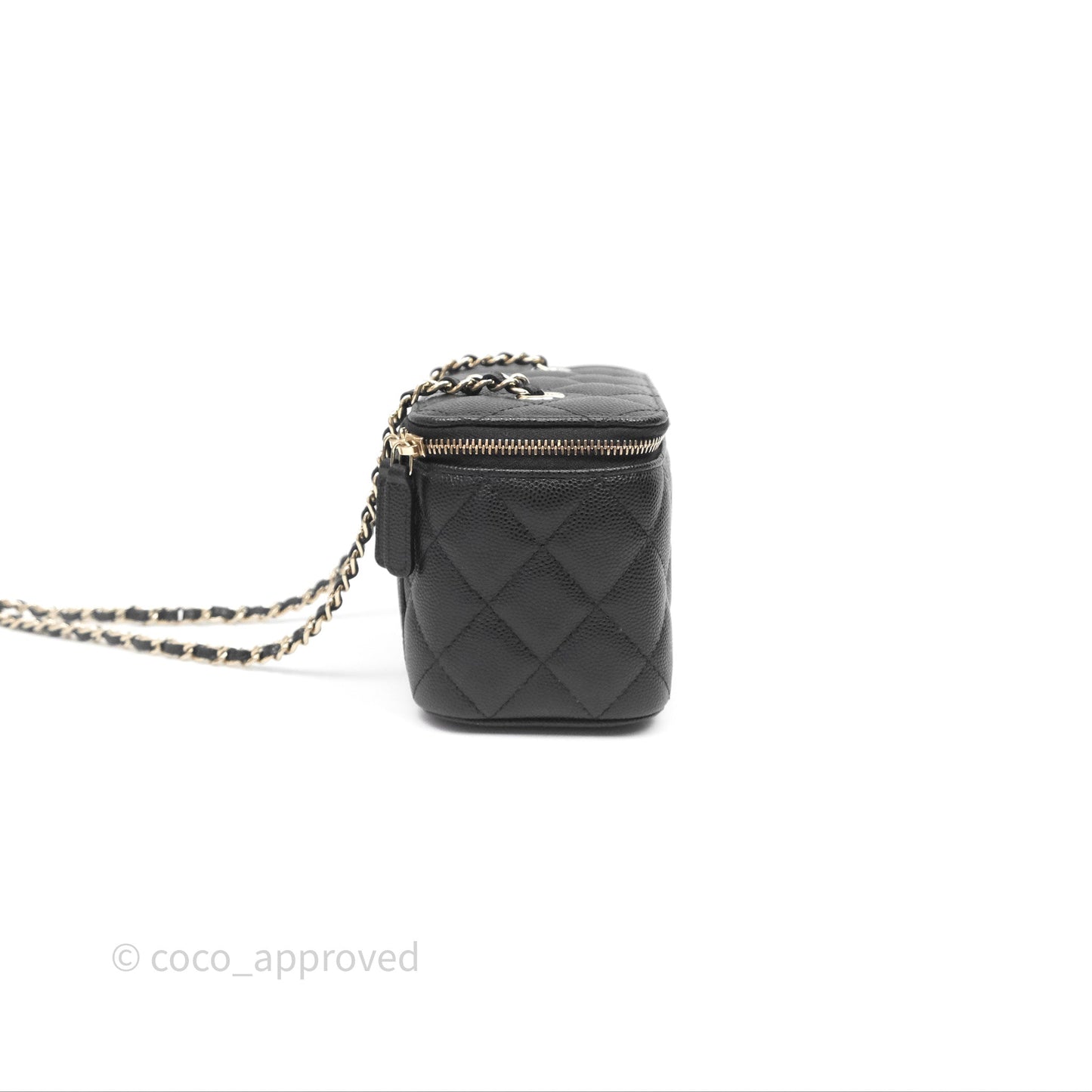 Chanel Vanity Rectangular With Chain Black Caviar Gold Hardware