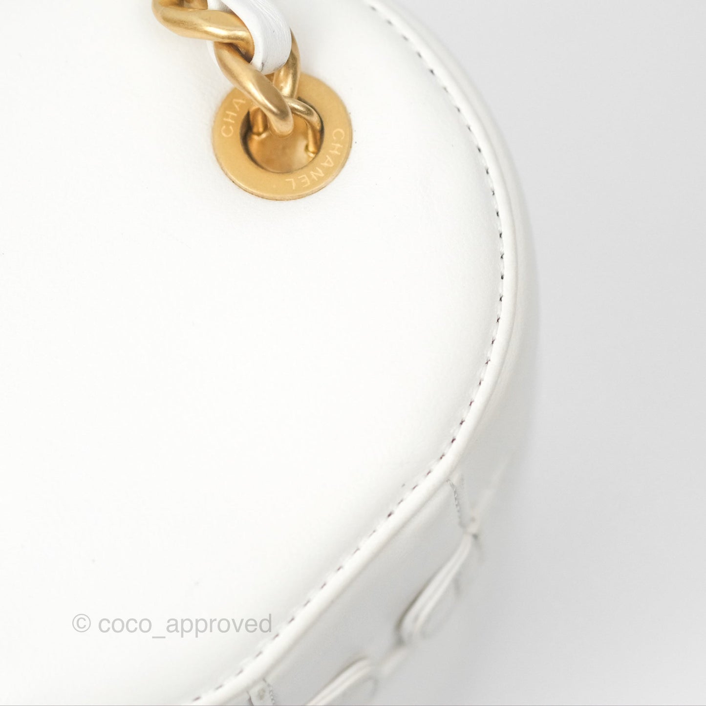 Chanel Vanity Case With Chain Shoulder Bag Quilted Calfskin Leather White