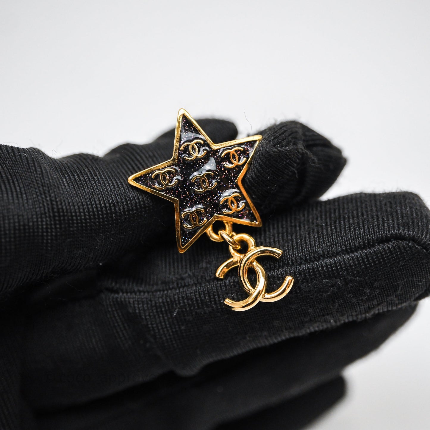 Chanel Star Drop CC Earrings Gold Tone 24C