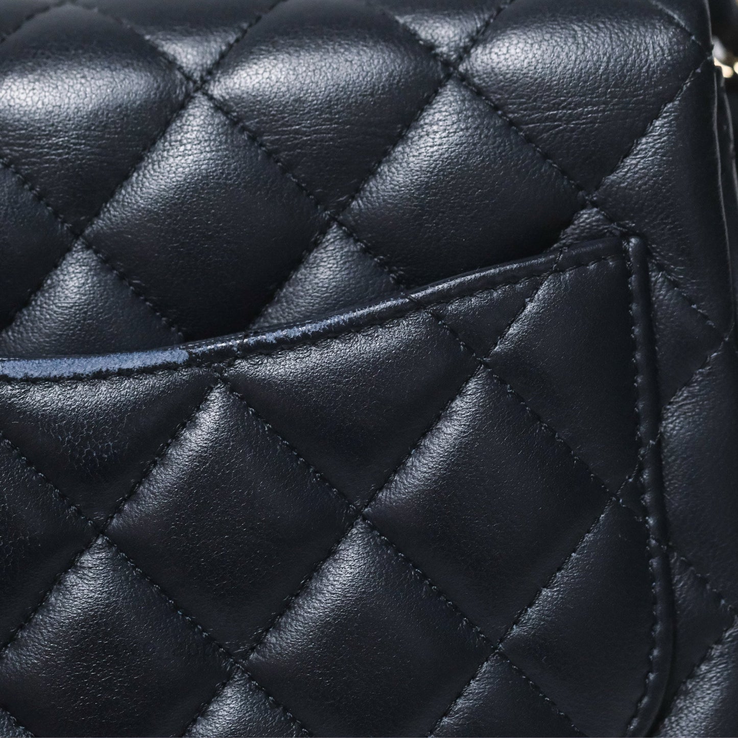 Chanel Mini Square Flap Quilted Navy Lambskin Gold Hardware
