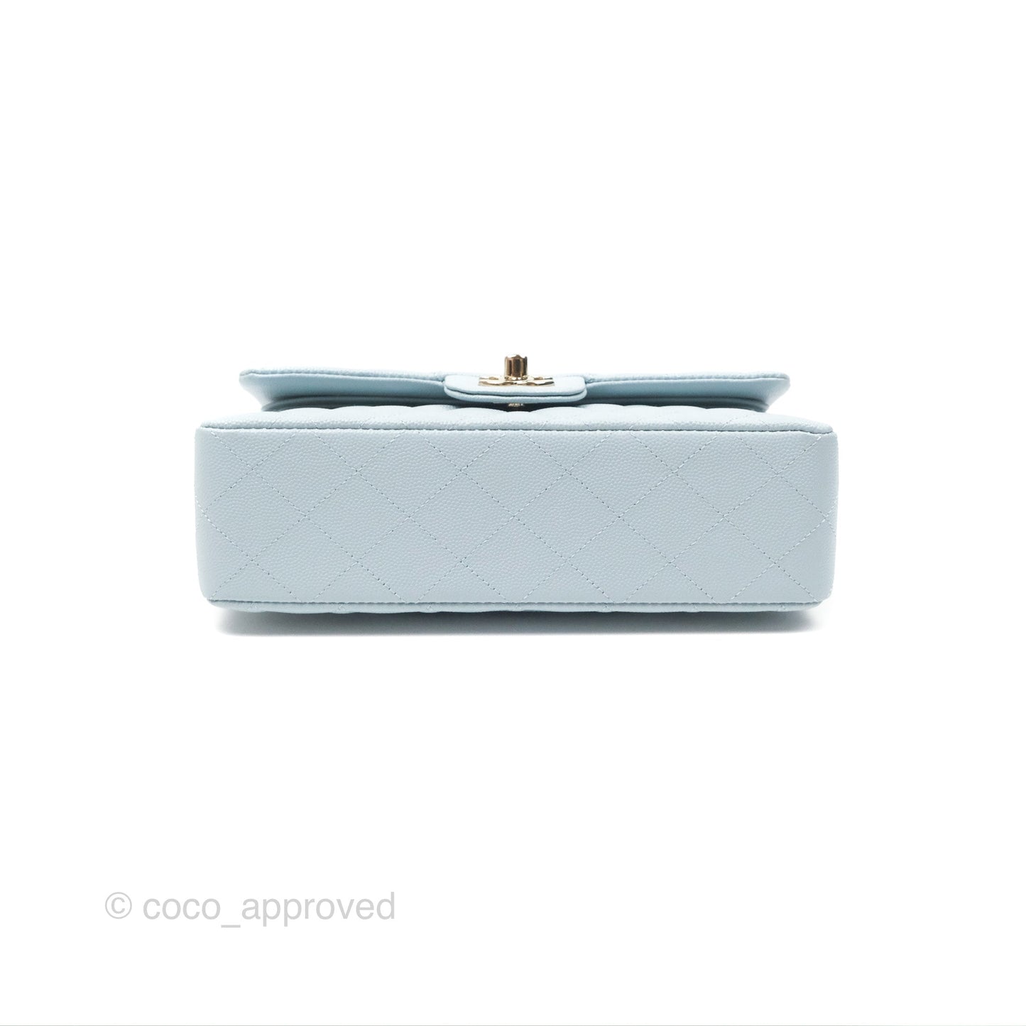 Chanel Small Classic Quilted Flap Light Blue Caviar Gold Hardware