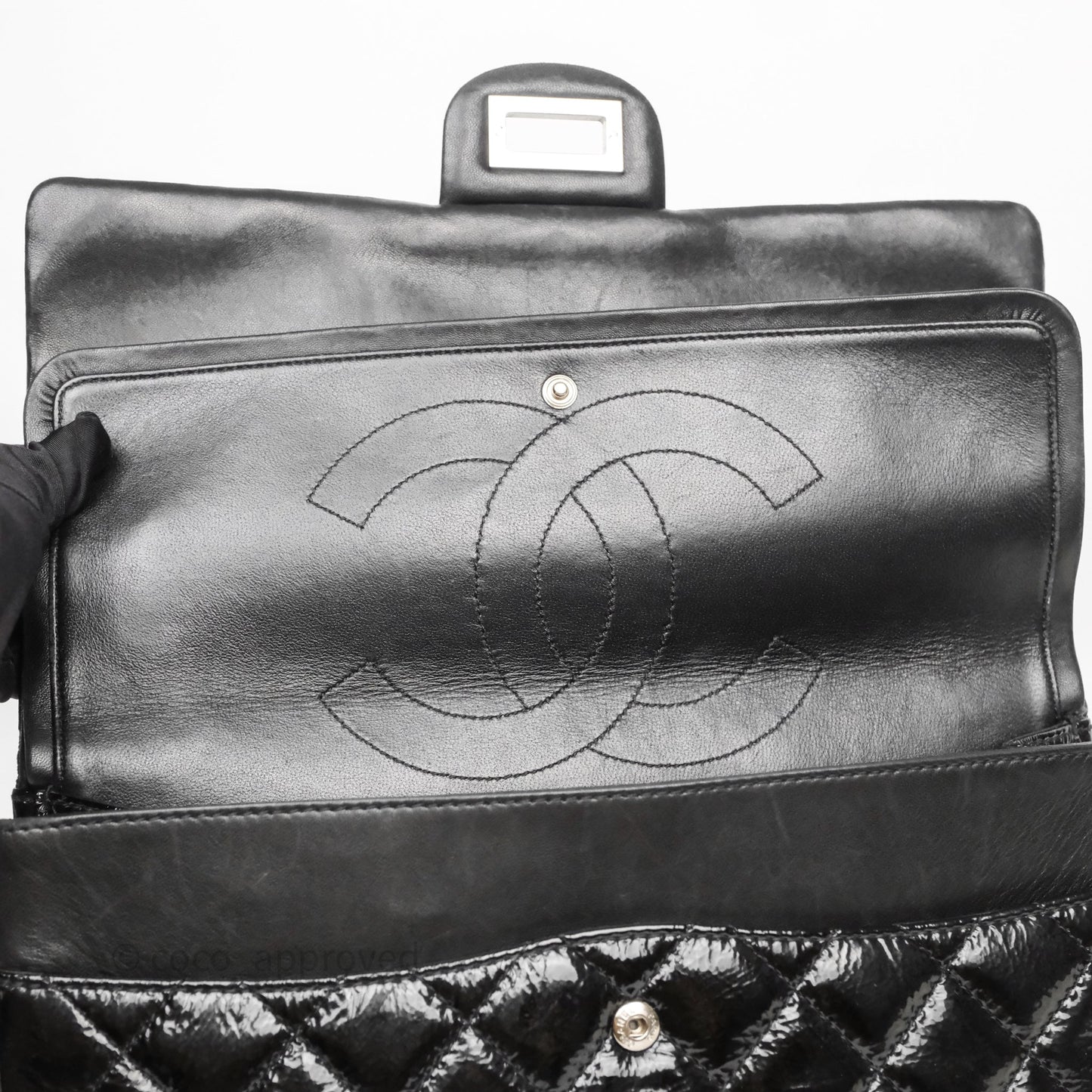 Chanel 2.55 Reissue Glazed Calfskin So Black 227 Silver Hardware