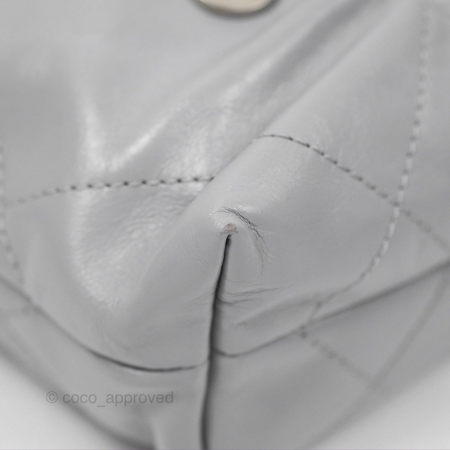 Chanel 22 Mini Bag Light Grey Shiny Crumpled Calfskin Matte Silver Hardware