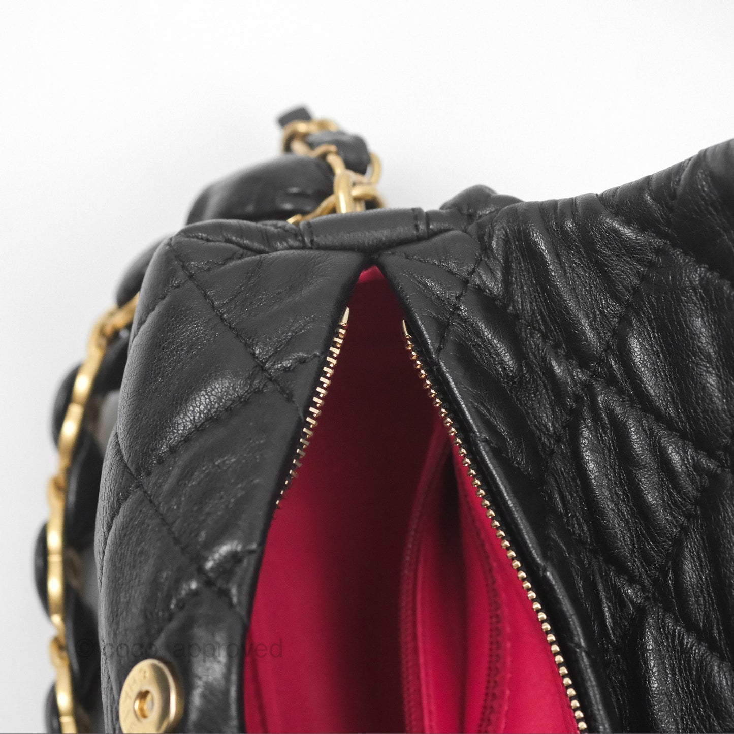 Chanel Small Hobo Bag Crumpled Black Lambskin Aged Gold Hardware 21S