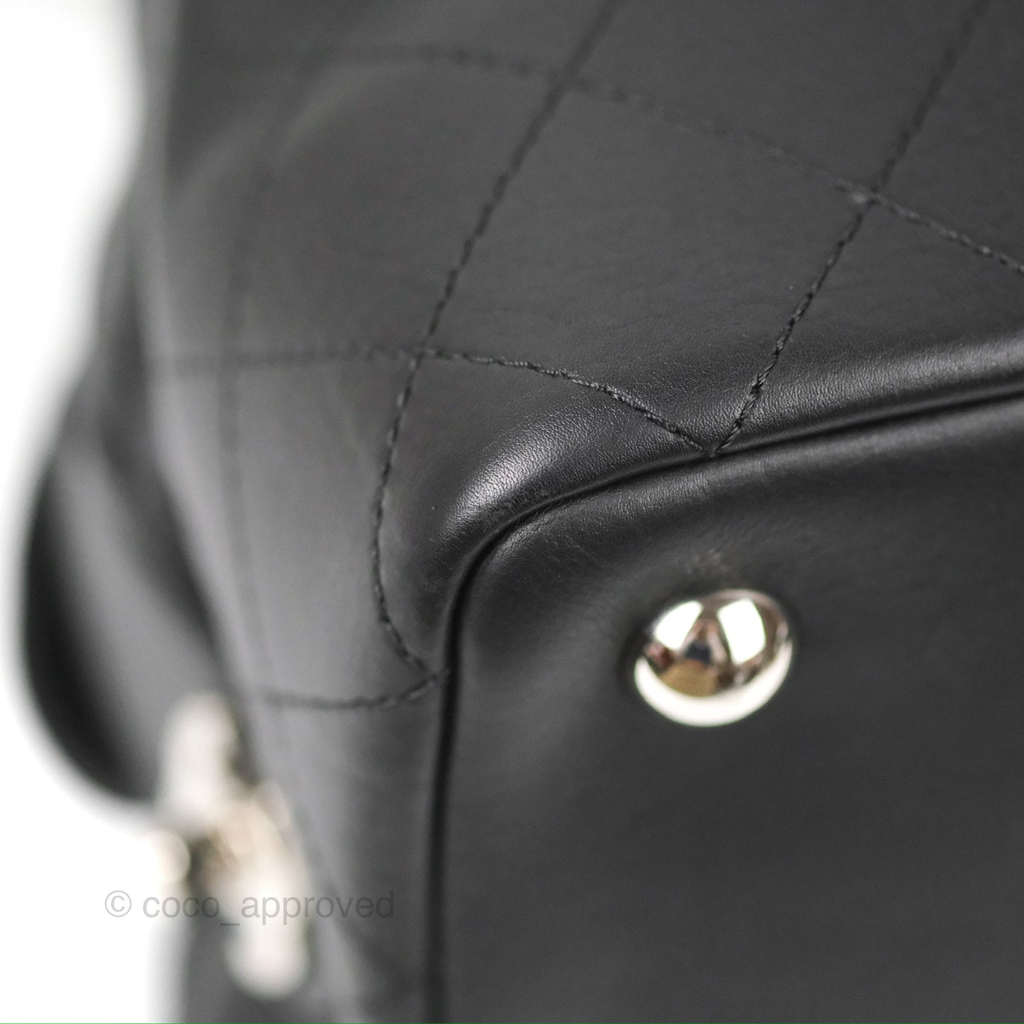 Chanel Flat Quilted Boston Bag Black Calfskin Silver Hardware