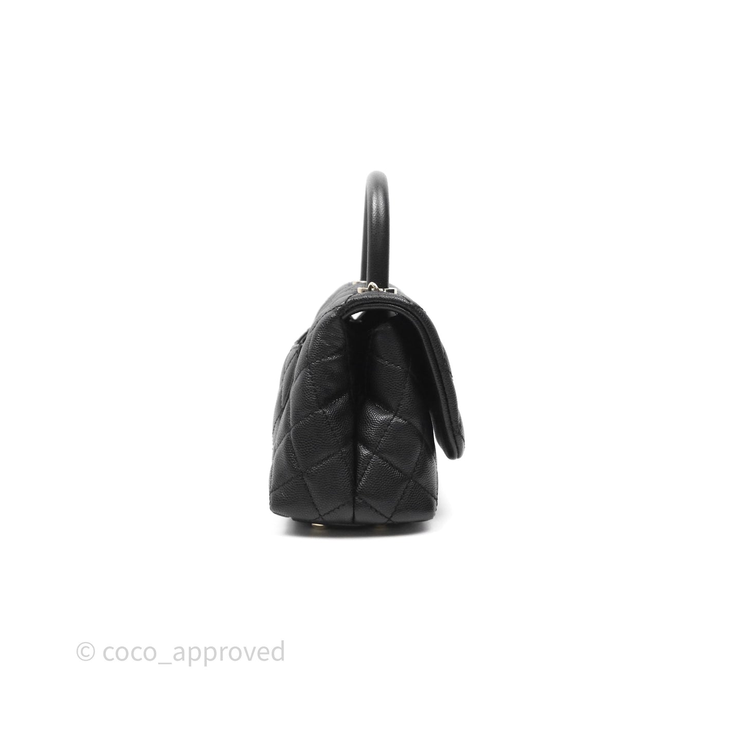 Chanel Mini Coco Handle Quilted Black Caviar Gold Hardware