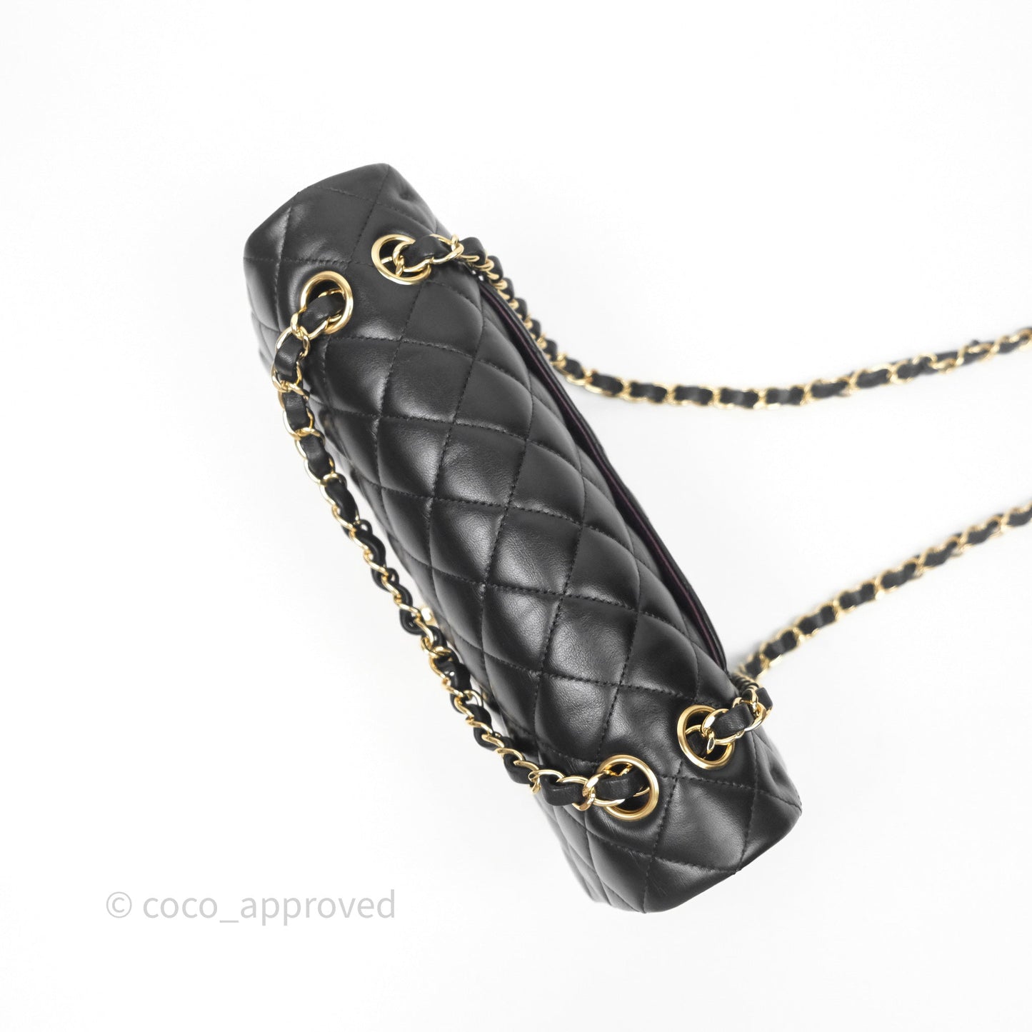 Chanel Classic M/L Medium Flap Quilted Black Lambskin Gold Hardware