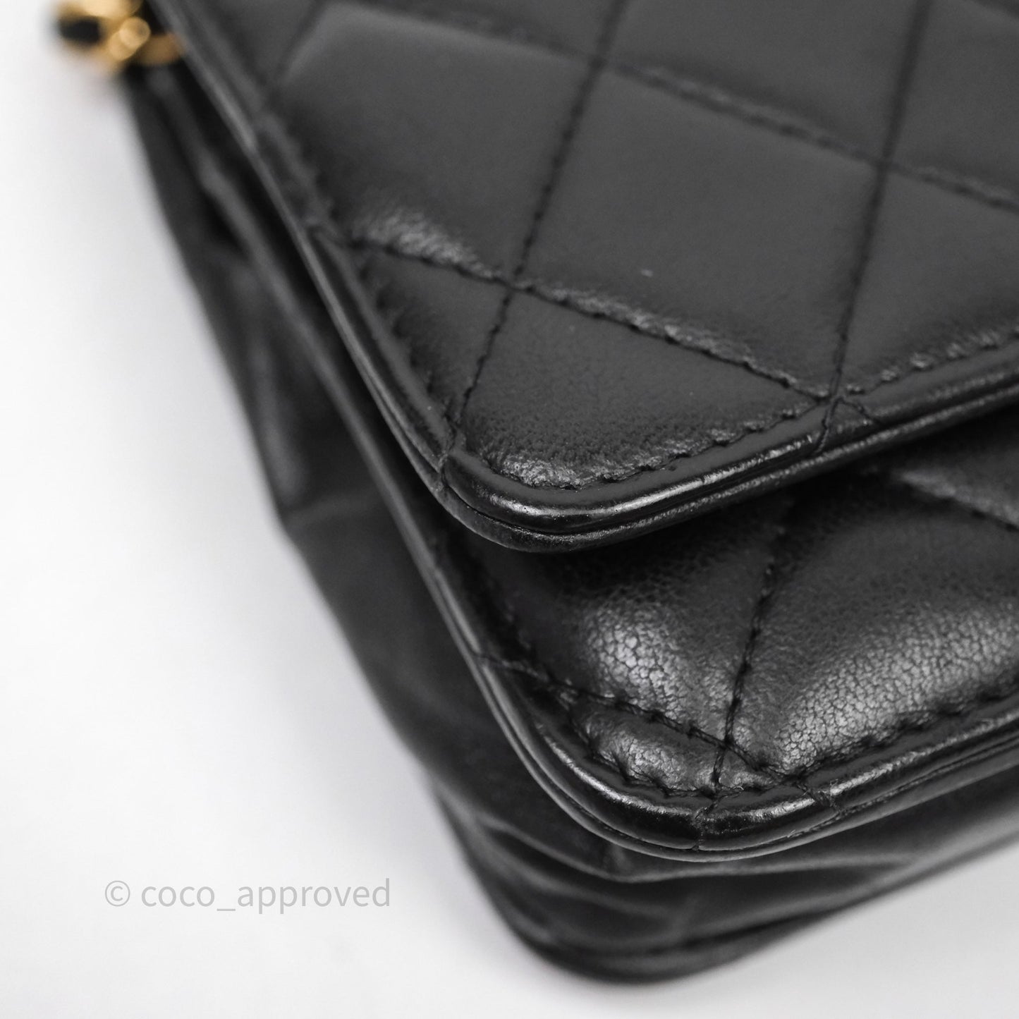 Chanel Classic WOC Wallet On Chain Quilted Black Lambskin Gold Hardware