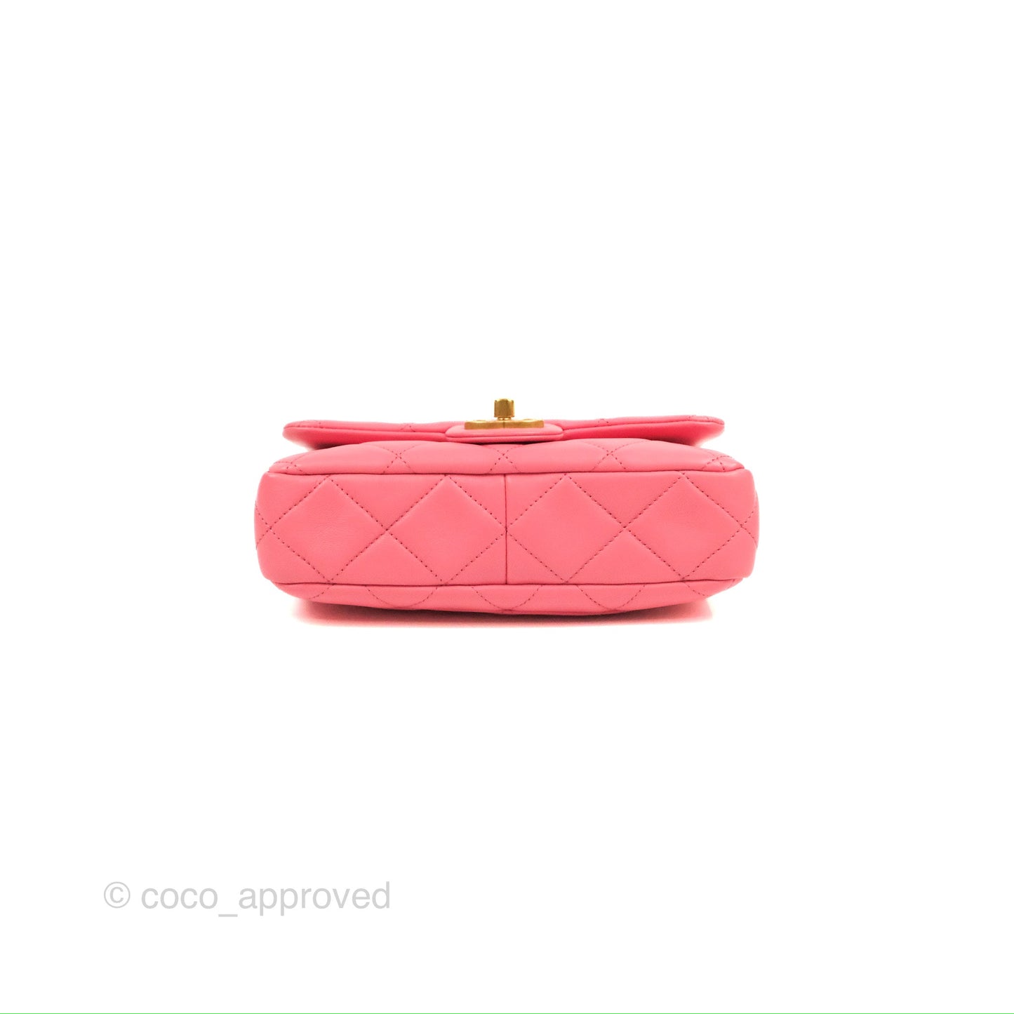 Chanel Quilted Pending CC Enamel Flap Pink Lambskin Aged Gold Hardware 22P