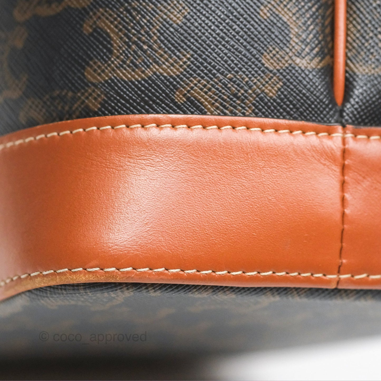 Celine Small Bucket Triomphe Canvas Tan Calfskin