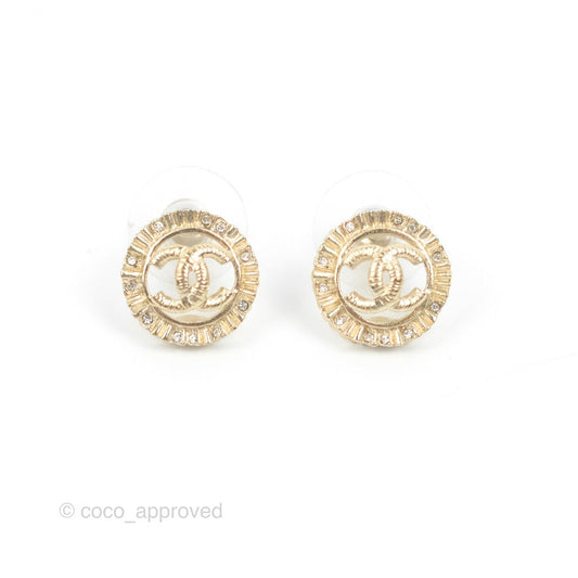 Chanel CC Round Earrings Gold Tone 20S