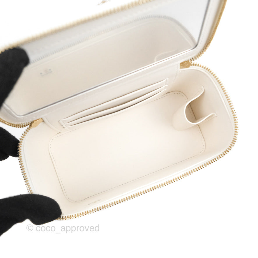 Chanel Classic Vanity with Chain White Caviar Gold Hardware