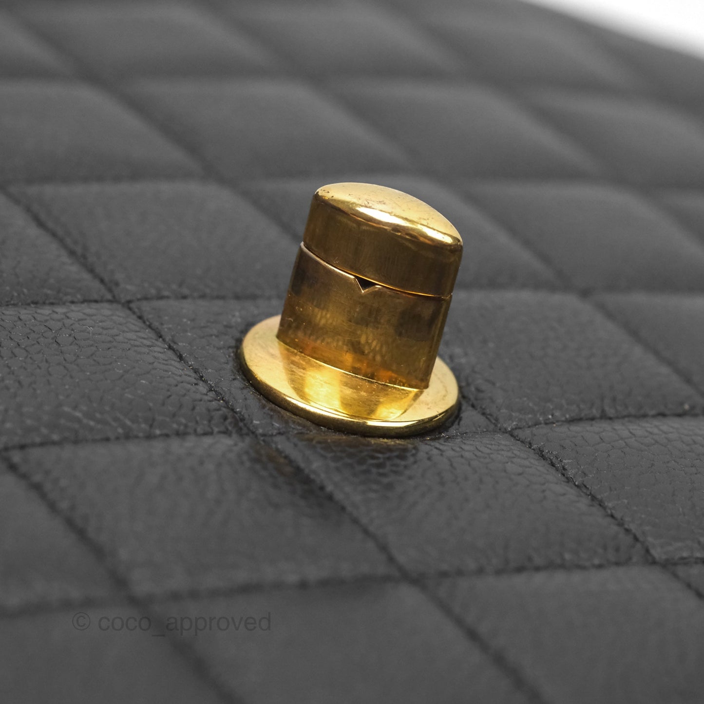 Chanel Vintage Jumbo Single Flap Black Caviar 24K Gold Hardware