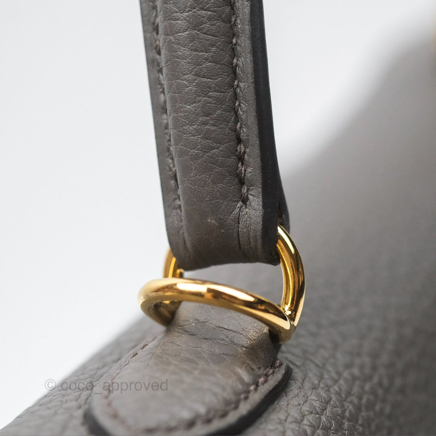 Hermès Retourne Kelly 25 Gris Etain 8F Togo Gold Hardware