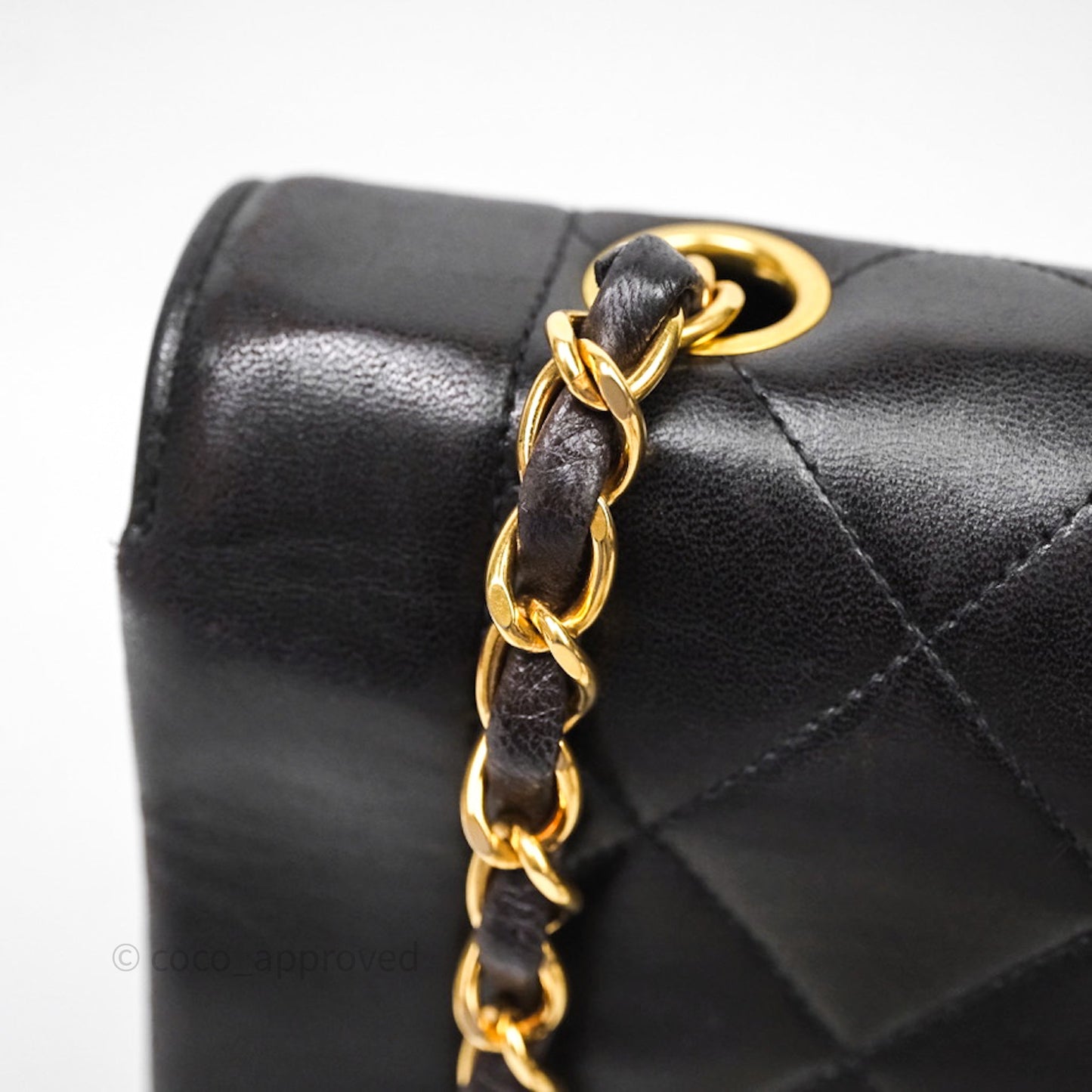 Chanel Vintage Medium Classic Diana Flap Bag Black Lambskin 24K Gold Hardware