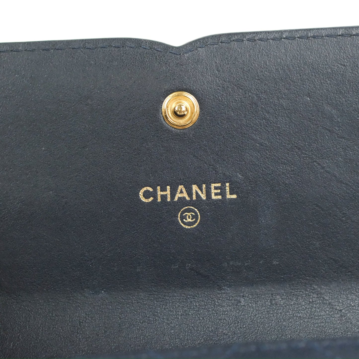 Chanel CC Filigree Small Flap Wallet Navy Caviar Gold Hardware