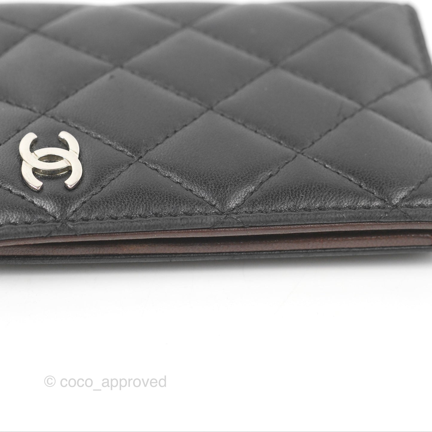 Chanel Classic Quilted Card Holder Black Lambskin Silver Hardware