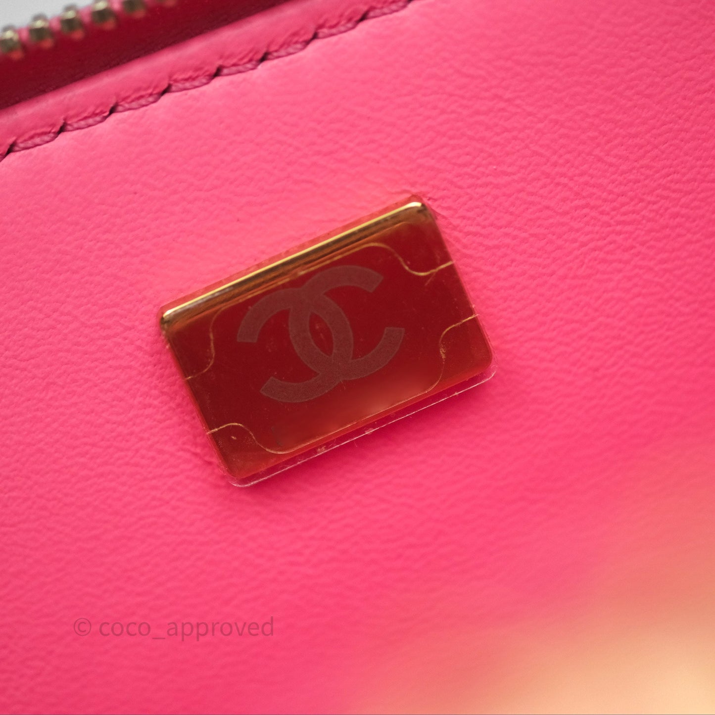 Chanel Quilted Pick Me Up Small Vanity Case Hot Pink Caviar Aged Gold Hardware