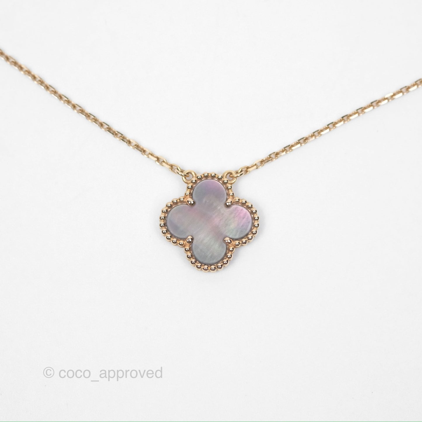 Van Cleef & Arpels Vintage Alhambra Pendant Grey Mother-of-pearl Rose Gold