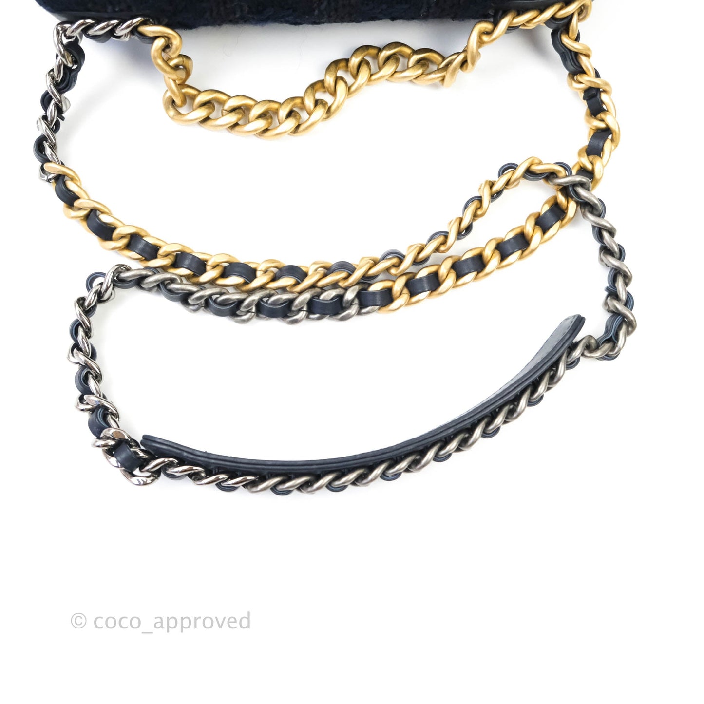 Chanel 19 Small Tweed Navy Mixed Hardware