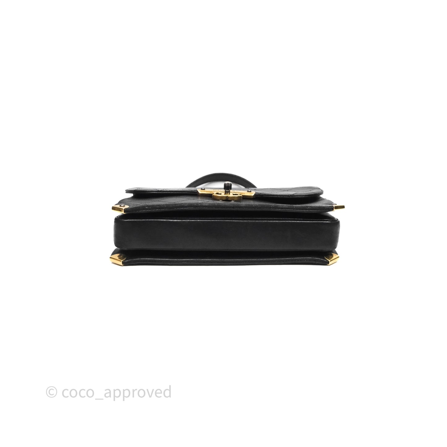 Chanel Quilted Flap Bag Black Calfskin Aged Gold Hardware