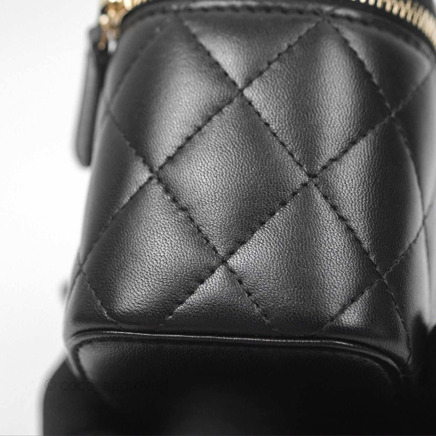 Chanel Mini Top Handle Vanity With Chain Black Lambskin Gold Hardware