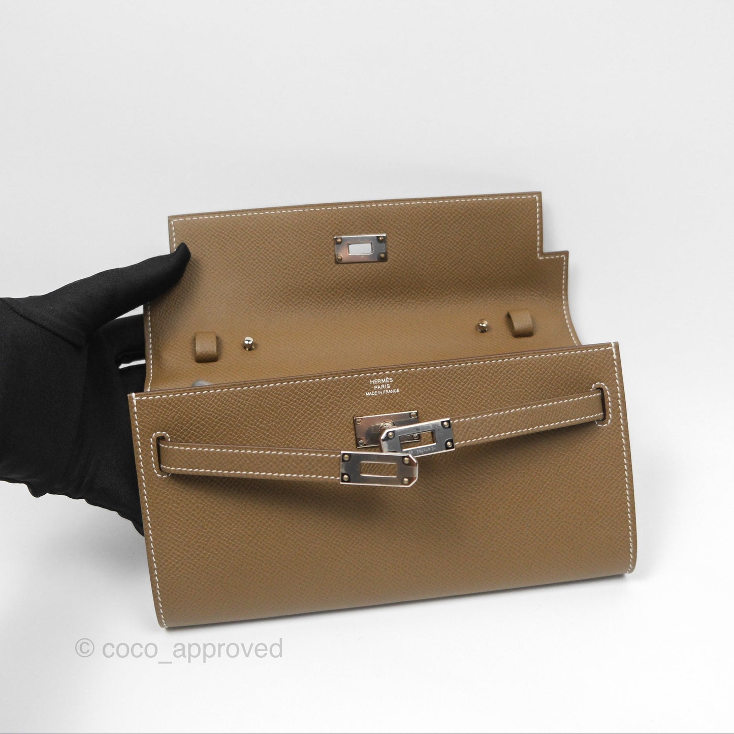 Hermès Kelly To Go Wallet Etoupe 18 Epsom Palladium Hardware