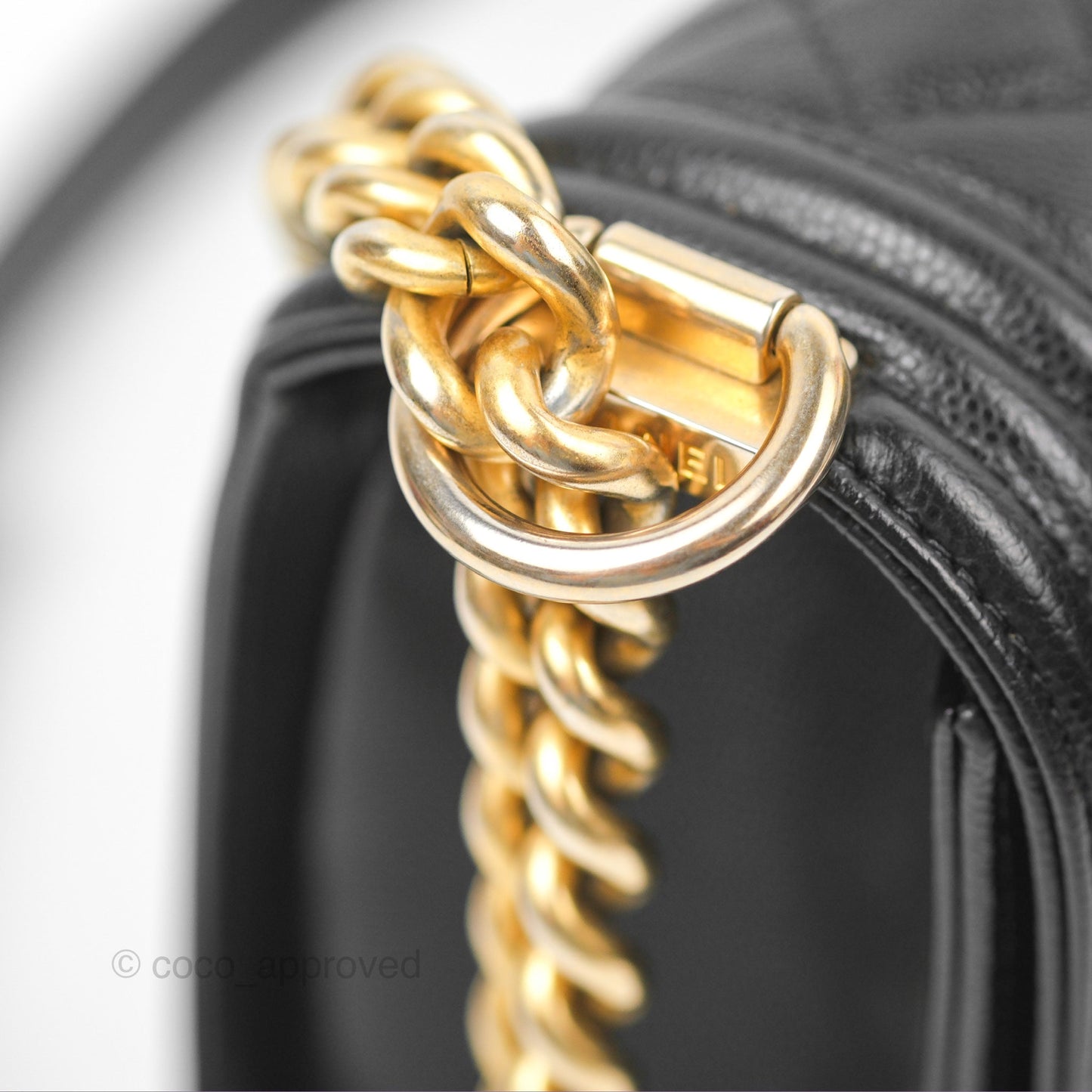 Chanel Quilted Medium Boy Black Caviar Aged Gold Hardware