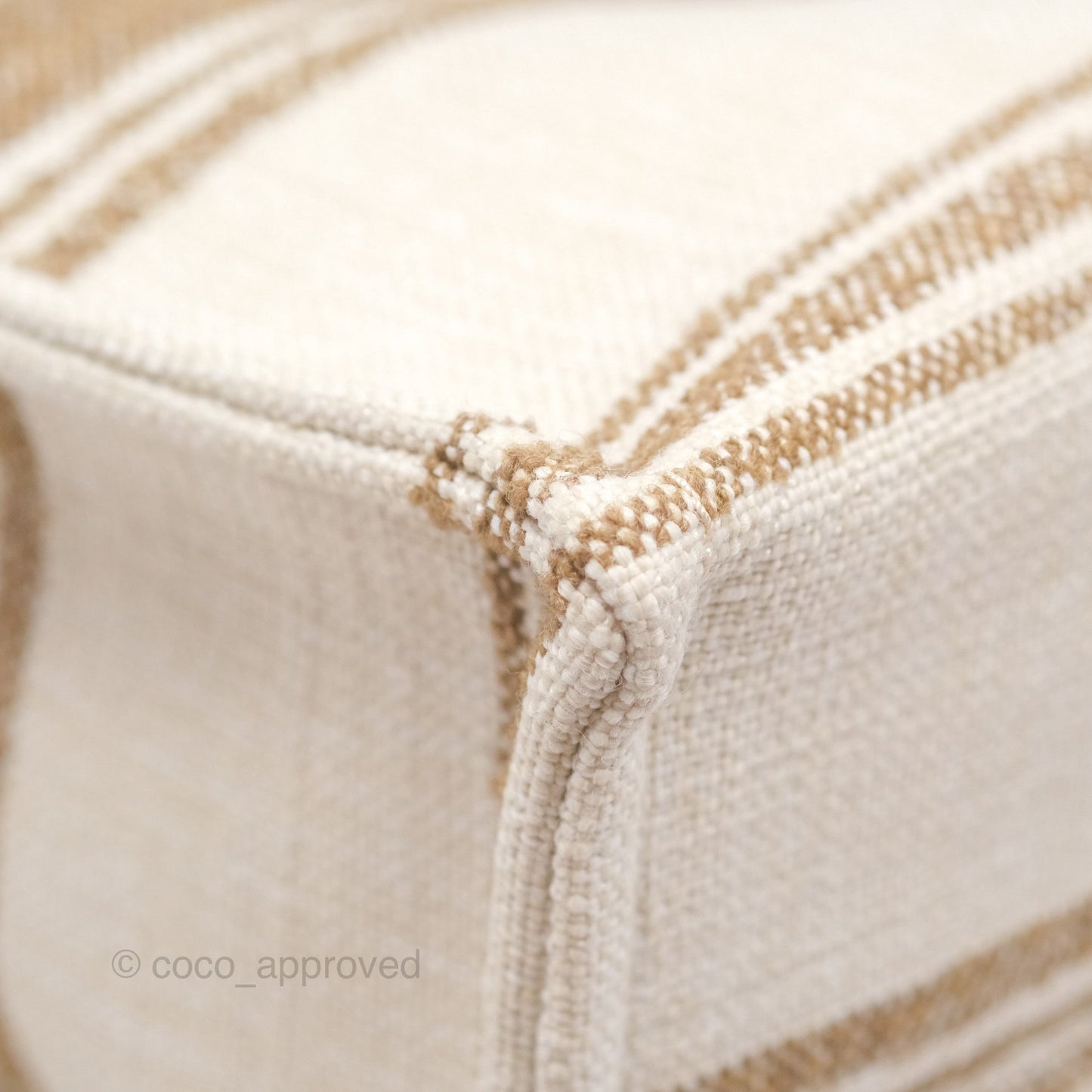 Celine Large Cabas Thais In Striped Textile Tobacco/Tan