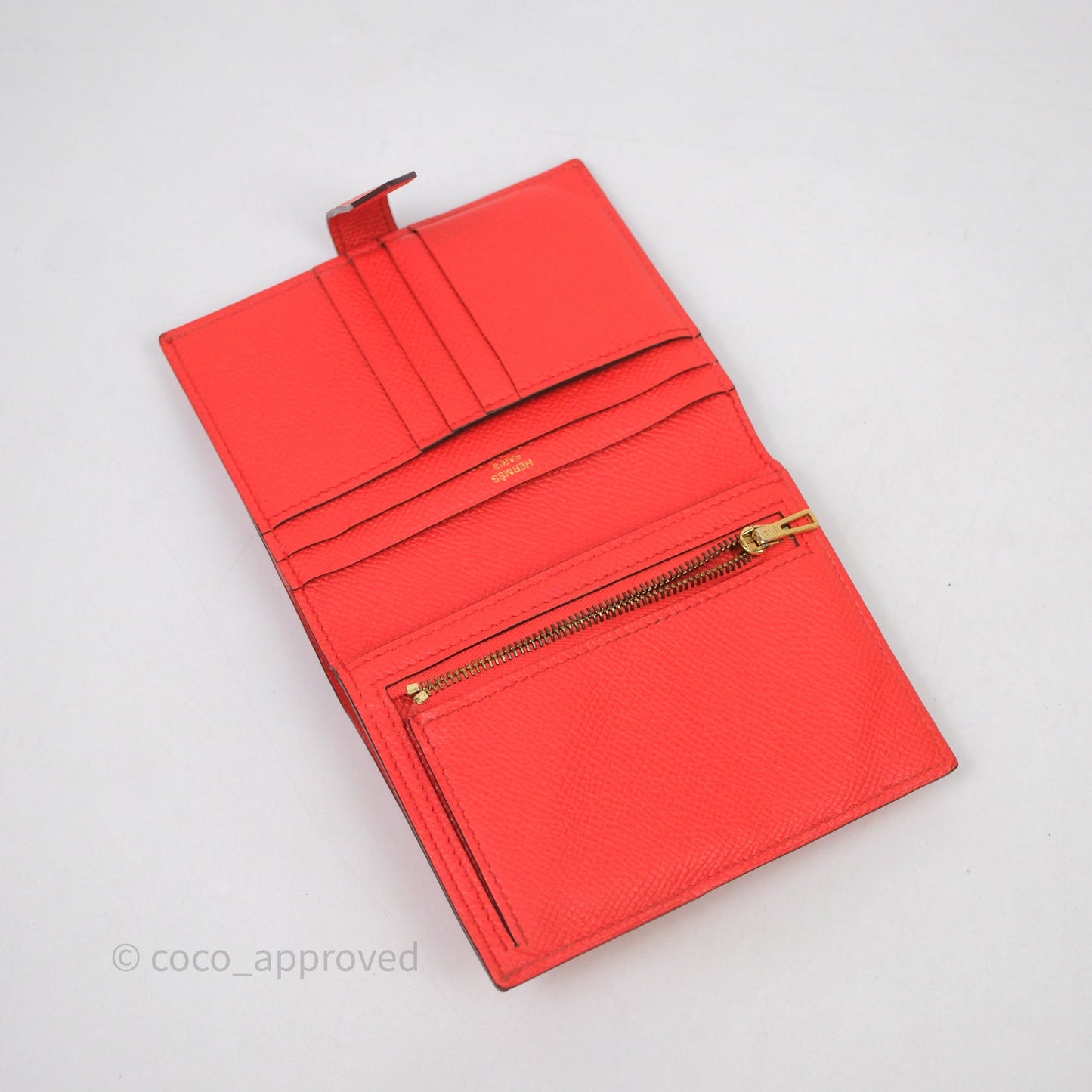 Hermes Bearn Wallet Rouge Tomate S5 Epsom Gold Hardware